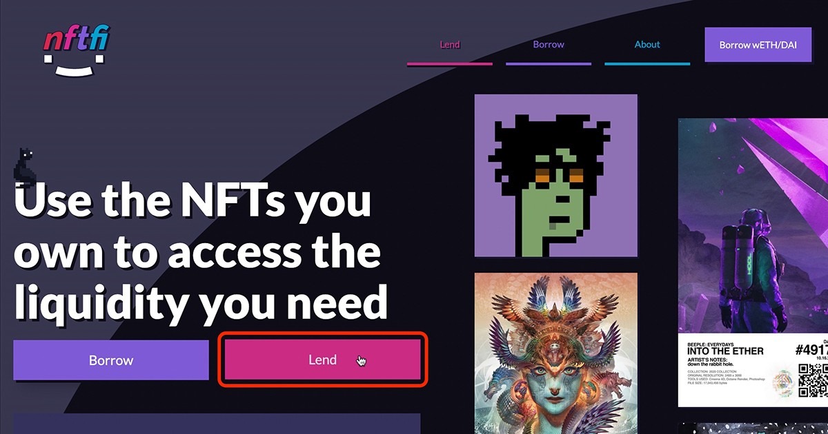 How to lend NFTfi 1