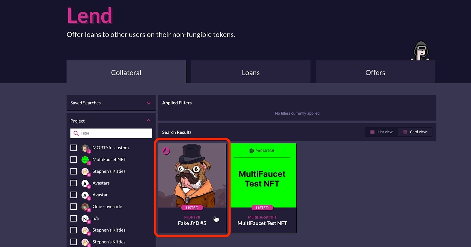 How to lend NFTfi 3