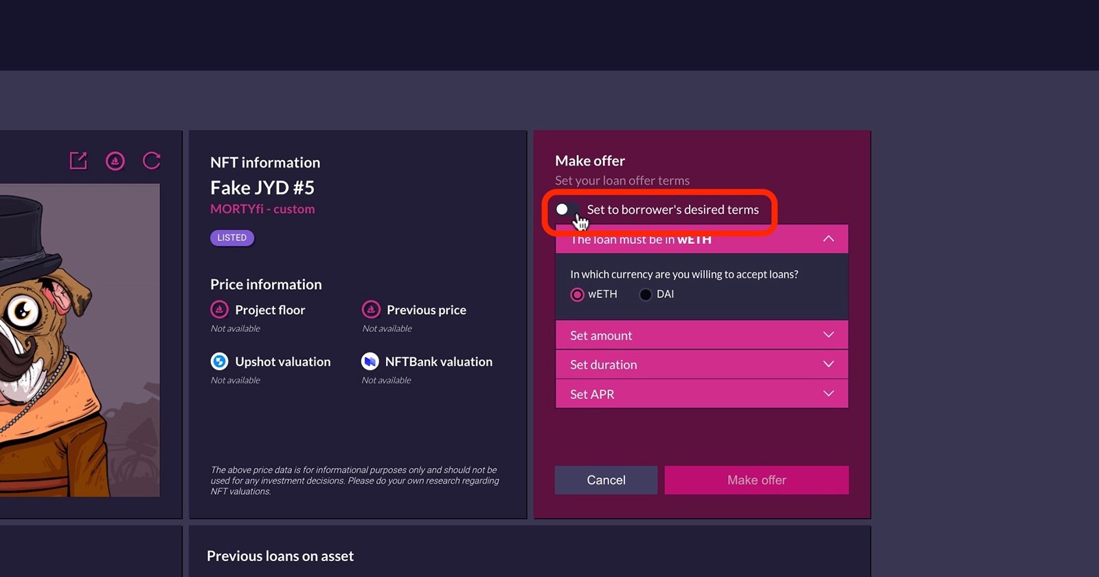 How to lend NFTfi 5
