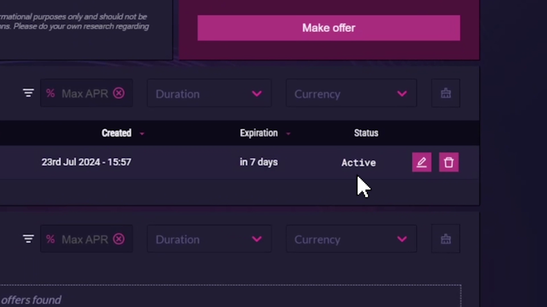 Active offers